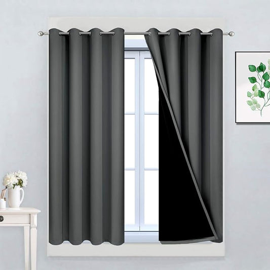 Yakamok Dark Gray 100% Blackout Curtains, Energy Saving Thermal Insulated 2 by Yakamok