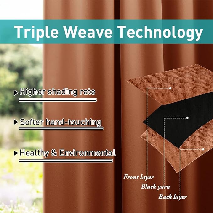 NICETOWN Outdoor Curtain for Patio Waterproof, Rustproof Grommet Thermal Insulated Extra Wide Blackout Privacy Indoor Outdoor Drape for Gazebo/Cabana, Mecca Red, 1 Panel, W100 x L95
