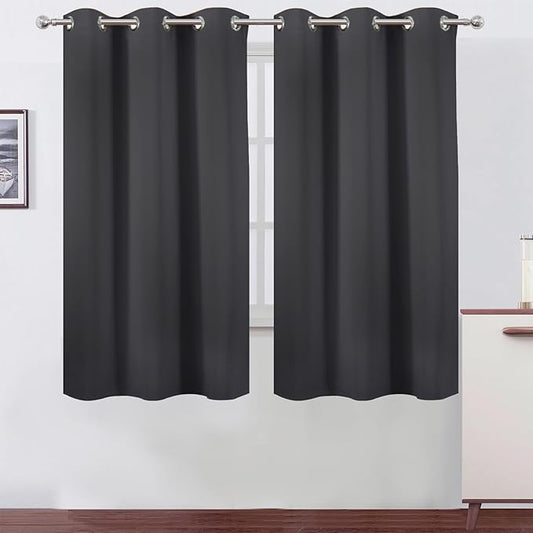 LEMOMO Dark Grey Thermal Blackout Curtains/38 x 63 Inch/Set of 2 Panels Room by Lemomo