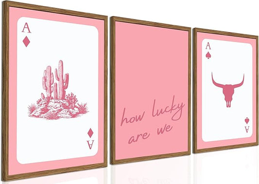 Pink Western Wall Art, How Lucky are We Wall Decor Picture Southwestern Cowgirl by TransformYourWallsElevateYourStyle