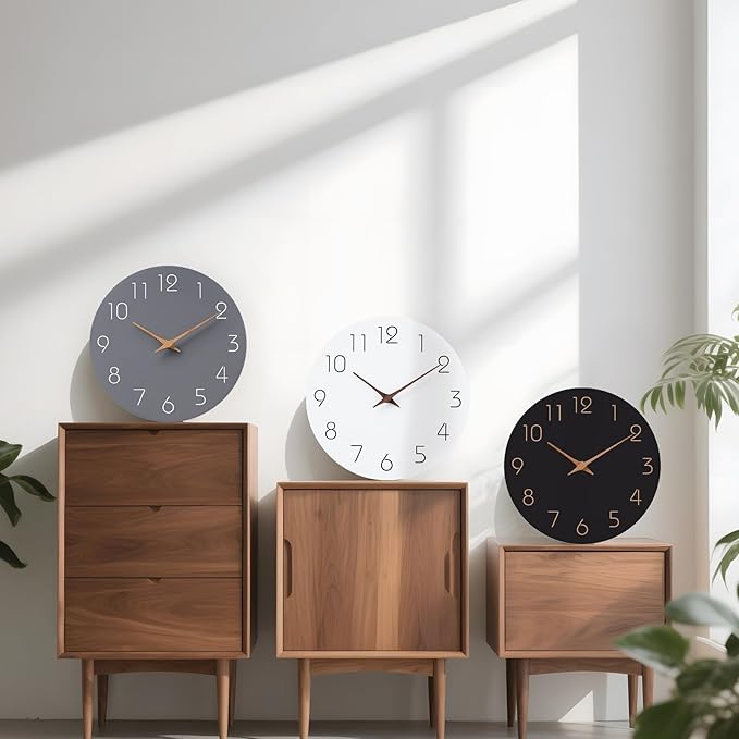 Mosewa Wall Clock 14 Inch Black Battery Operated Silent Non Ticking Simple - Image 4