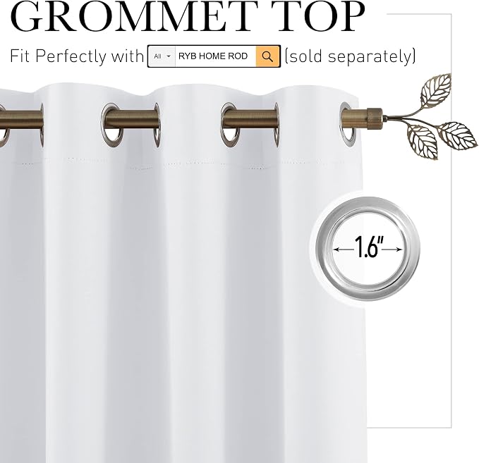 RYB HOME Sliding Door Curtains Room Divider, Heavy Duty Grommet Curtain - Image 2