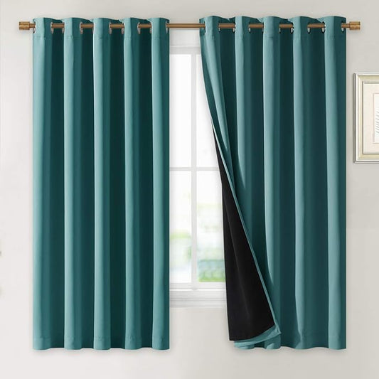 NICETOWN 100% Blackout Curtain Panels, Thermal Insulated Black Liner Curtains by NICETOWN