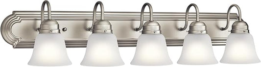 Kichler 36" 5-Light Vanity Bath Light in Brushed Nickel, Modern Bathroom Light by Kichler