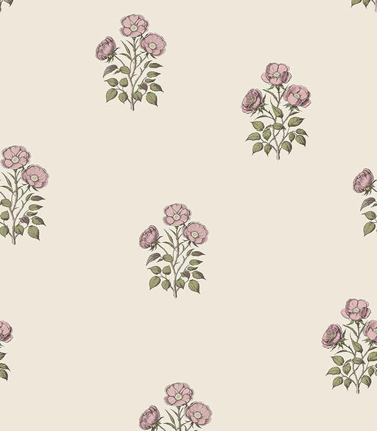 Beige Floral Wallpaper Vintage Rose Peel and Stick Wallpaper Waterproof Contact by LUKUUI