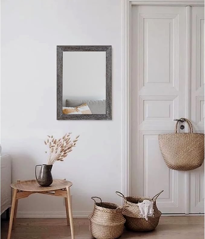 AAZZKANG Wall Mirror with Rectangle Wood Frame Rustic Decorative Hanging Mirrors - Image 5