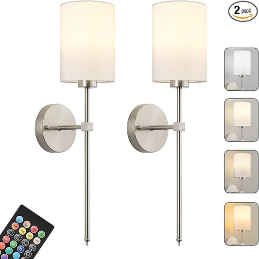 Battery Operated Wall Sconces Set of Two, Wireless Rechargeable Wall Light by KARTOOSH