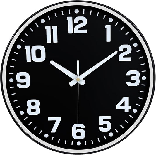 Modern Silent Wall Clock, 12 Inch Non-Ticking Battery Operated Clock, Round by MABPEDO