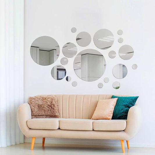 Shappy 32 Pcs Acrylic Mirror Wall Stickers Removable Round Wall Decal Circle by Shappy