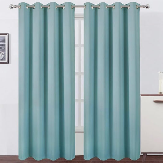LEMOMO Blackout Curtains 66 x 84 inch/Stone Blue Curtains Set of 2 by Lemomo