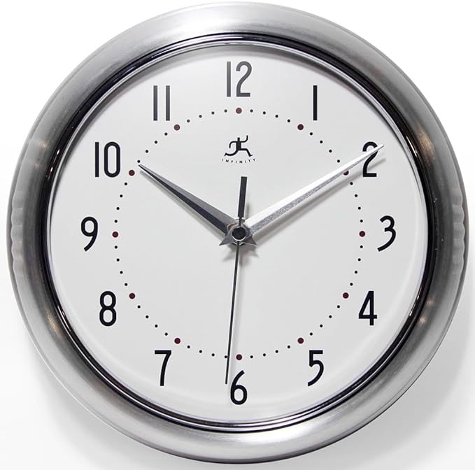 Infinity Instruments LTD. Retro 9 inch Silent Sweep Non-Ticking Mid Century by InfinityInstruments