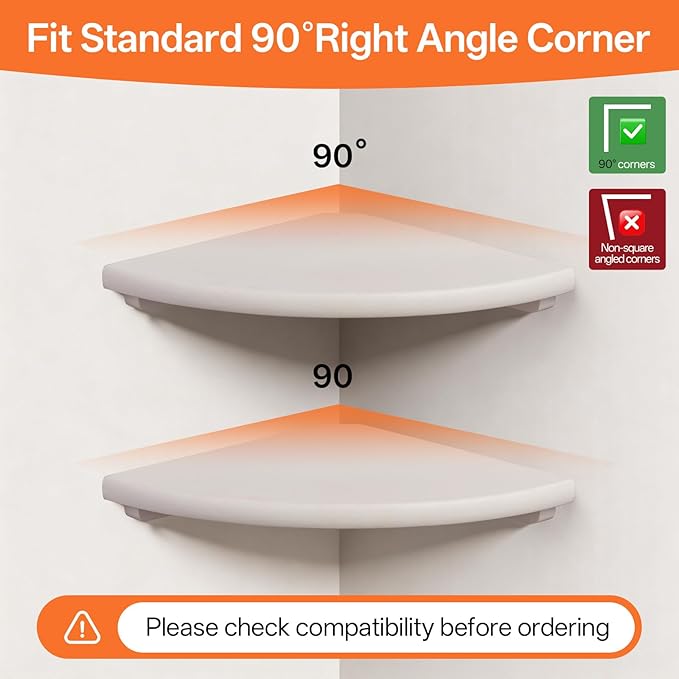 Gieanoo White Corner Wall Shelf 16inch Solid Oak Wood Floating Corner Shelf - Image 6