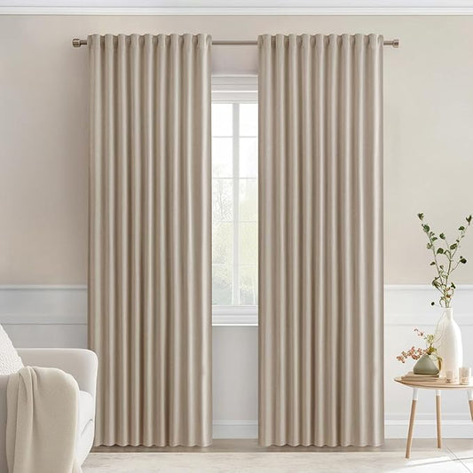 MIULEE Taupe Back Tab Blackout Curtains 72 Inches Long 2 Panels Set by MIULEE