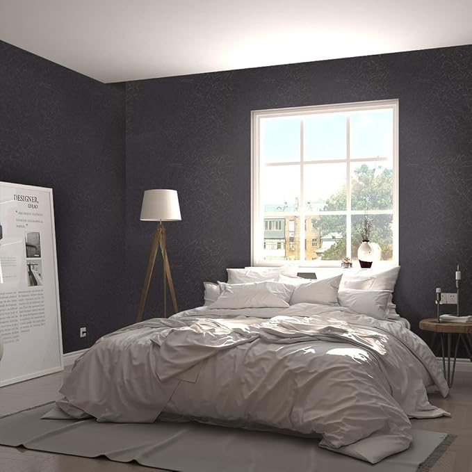 Abyssaly 23.6" x 118" Black Silk Wallpaper Peel and Stick Embossed Self - Image 6