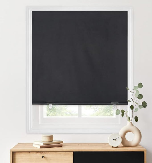 LazBlinds 100% Blackout Roller Shades, No Tools No Drill Cordless Blinds by LazBlinds