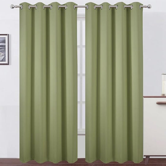 LEMOMO Blackout Curtains 52 x 84 inches Long Sage Green Curtains Set of 2 by Lemomo