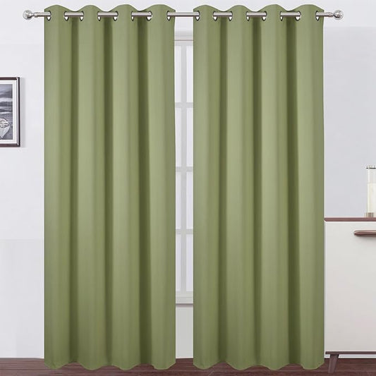 LEMOMO Blackout Curtains 52 x 90 inches Long Sage Green Curtains Set of 2 by Lemomo
