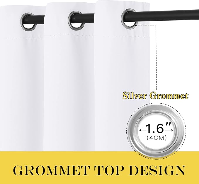 NICETOWN Blackout Curtains & Drapes - Privacy Thermal Efficiency Backdrop Curtains for Bedroom Room Divider Living Room Patio Sliding Glass Door, Wide 80 x Long 144 inch, White, 1 Panel