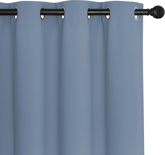 NICETOWN Privacy Room Divider Curtain Thermal Blackout Curtain for Patio Door, Living Room, Bedroom Partition and Shared Office Space, 1 Grommet Panel, Stone Blue, 100 inch x 108 inch Long