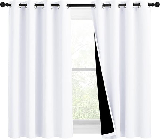 NICETOWN Pure White 100% Blackout Lined Curtains, 2 Thick Layers Completely by NICETOWN