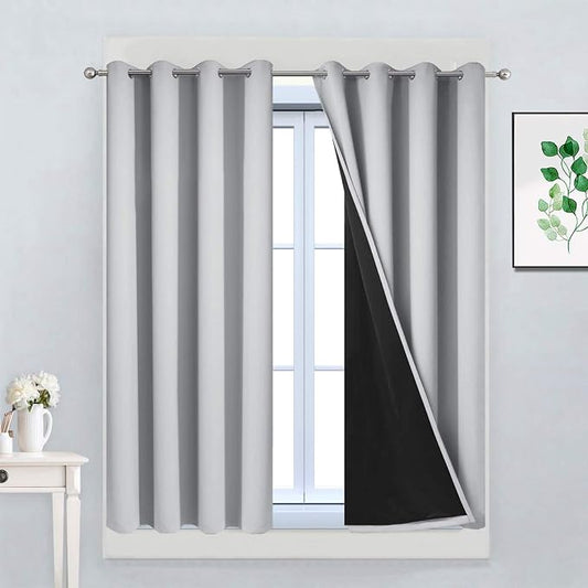 Yakamok Total Blackout Curtains, 2 Thick Layers Completely Blackout Thermal by Yakamok