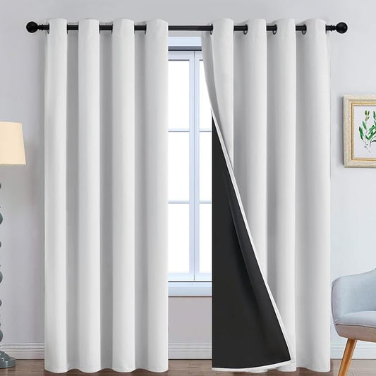 Yakamok 100% Blackout Curtains 96 Inches Long, 2 Thick Layers Heat and Full by Yakamok