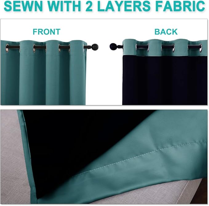 NICETOWN Complete 100% Blackout Curtain Set, Thermal Insulated & Energy - Image 5