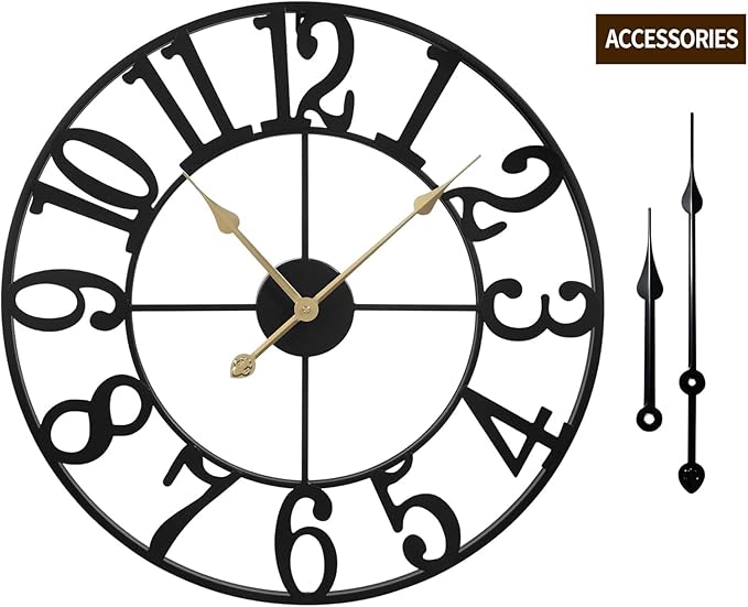 LEIKE Large Wall Clocks, Non Ticking, Battery Operated Small Vintage Round - Image 6