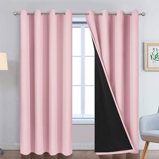 Yakamok Total Blackout Curtains, 2 Thick Layers Completely Blackout Thermal by Yakamok