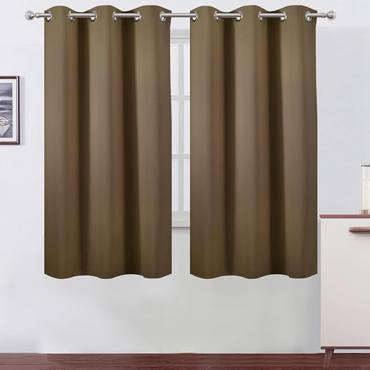 LEMOMO Brown Thermal Blackout Curtains/38 x 63 Inch/Set of 2 Panels Room by Lemomo