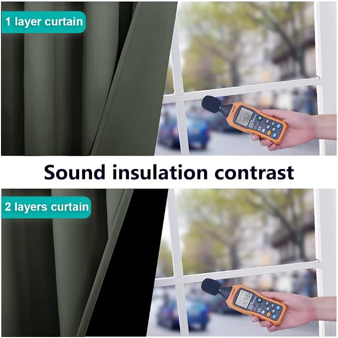 NICETOWN 100% Blackout Curtains 70" Long, Pair of Energy Smart & Noise Blocking - Image 4