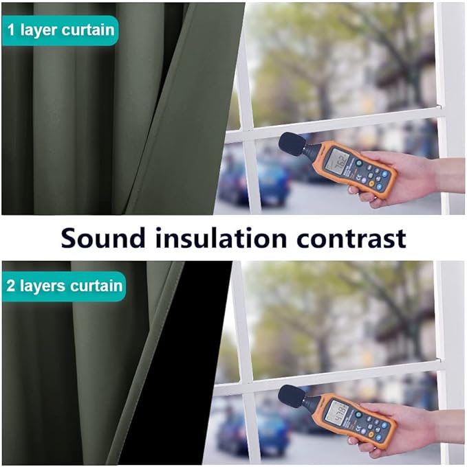 NICETOWN Dark Mallard 100% Blackout Lined Curtains, 2 Thick Layers Completely - Image 4