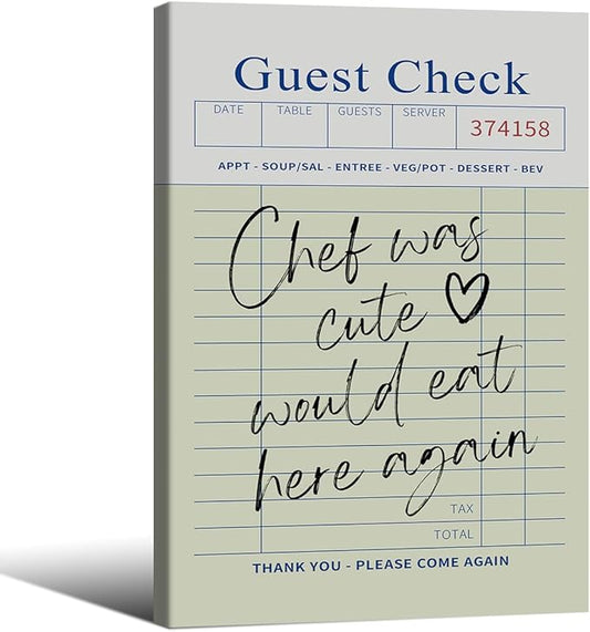 Framed Wall Art Posters Trendy Kitchen Guest Check Prints Chef Was Cute Would by PDFI