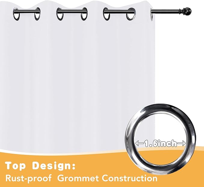HolidayIdeas Outdoor Curtains for Patio Waterproof, 2 Panels - 84 x 84 Inch - Privacy Protection & Light Filtering Curtains Grommet Outside Curtains for Porch, Gazebo, Pergola, Backyard (White)