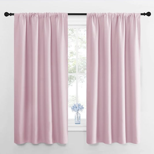NICETOWN Kitchen Curtains, Short Blackout Drapes, Baby Pink, Thermal Insulated by NICETOWN