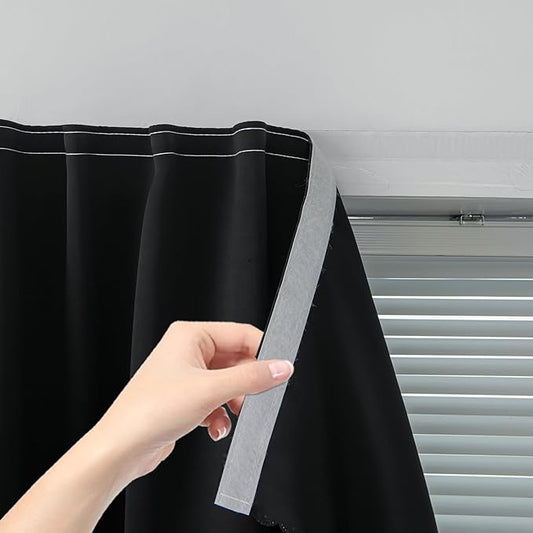 Adhesive Blackout Curtains- Self Stick Shades Window Blinds Curtains No Rod by Sovtfides