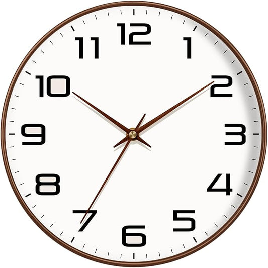 Woodgrain Wall Clock, Silent Non-Ticking Battery Operated Clock 10 Inch by MABPEDO
