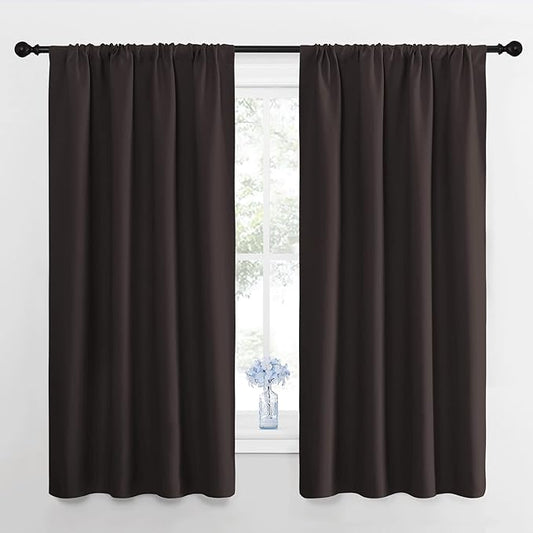 NICETOWN Kitchen Curtains, Short Blackout Curtains & Drapes, Toffee Brown by NICETOWN
