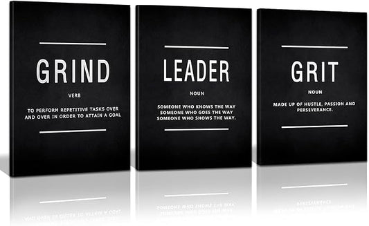 Motivational Grind Grit Leader Wall Art, Canvas Painting Wall Decor by KAWAHONE