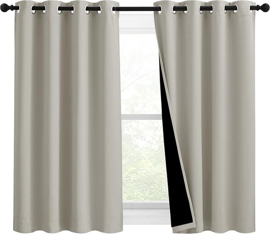 NICETOWN 100% Blackout Curtains 54 inches Long, Double-Deck Completely Blackout by NICETOWN