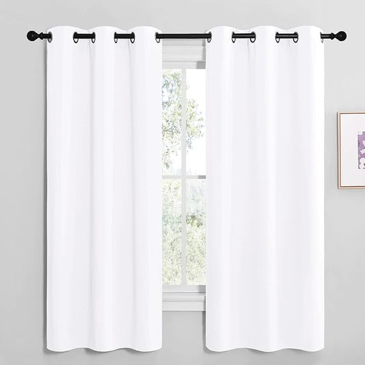 NICETOWN White Samll Window Blackout Curtain Panels, 50% Light Blocking Curtains by NICETOWN