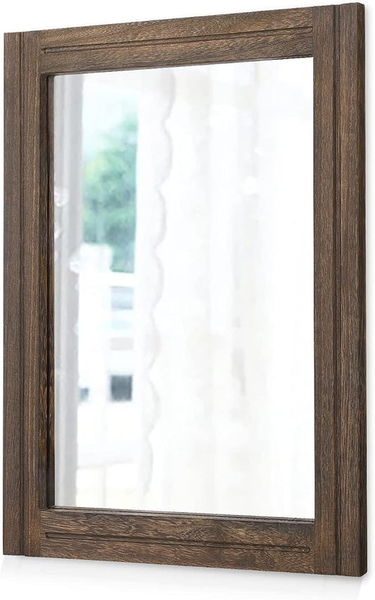 AAZZKANG Rustic Wood Mirror Rectangle Decorative Wall Hanging Mirrors by AAZZKANG