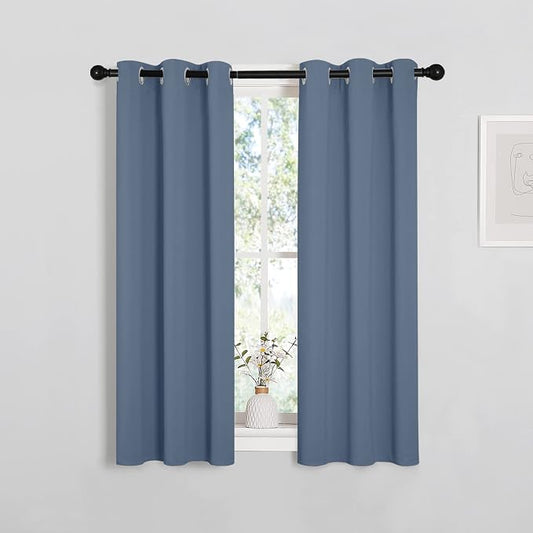 NICETOWN Thermal Insulated Curtains Blackout Draperies, Stone Blue, 29 by 40 by NICETOWN