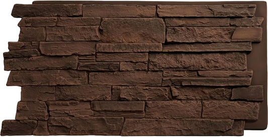 EverStone Acadia Ledge Faux Stone Panel, Weathered Brown Color by EkenaMillwork