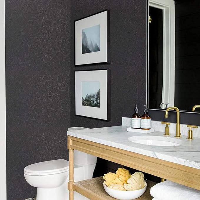Abyssaly Black Silk Wallpaper Peel and Stick 15.7" X 393.7" Embossed Self - Image 8