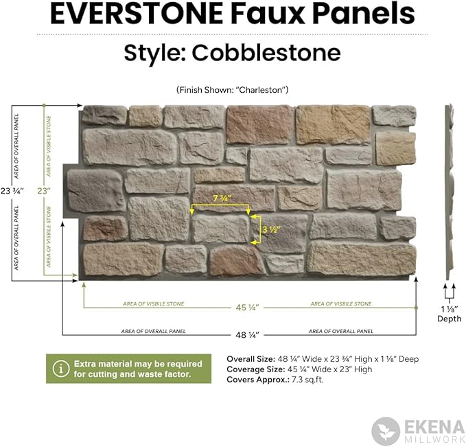 EverStone Cobblestone Faux Stone Panel, Flintstone Color - Image 2