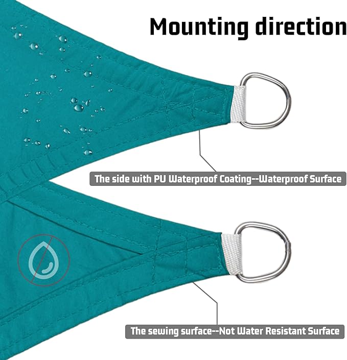 LOVE STORY Right Triangle 10'x15'x18' Waterproof Sun Shade Sail Canopy UV Block for Outdoor Patio Backyard Carport,Turquoise Blue(We Make Custom Size)