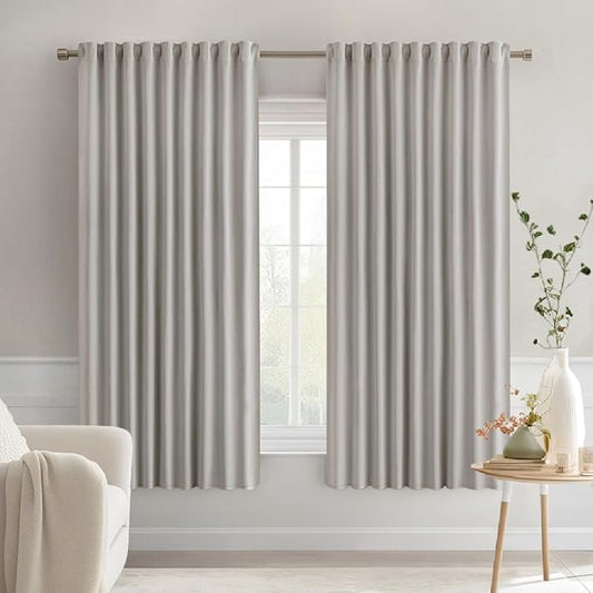 MIULEE Stone Back Tab Blackout Curtains 63 Inch Length 2 Panels Set by MIULEE