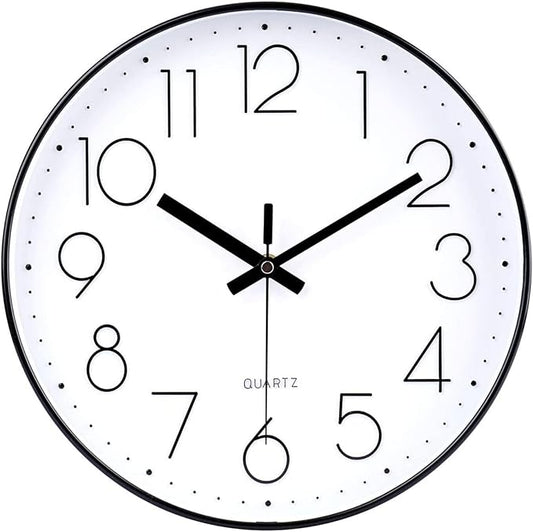 8 Inch Small Black Wall Clocks Silent Non Ticking Battery Operated by HorizentWallClock