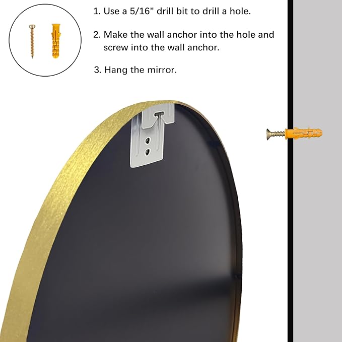Sunniry Gold Round Mirror, Circle Mirror 26 inch, Round Mirrors - Image 6
